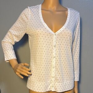 Urban Outfitters Cooperative White & Black Polka Dot Waffle Knit Cardigan